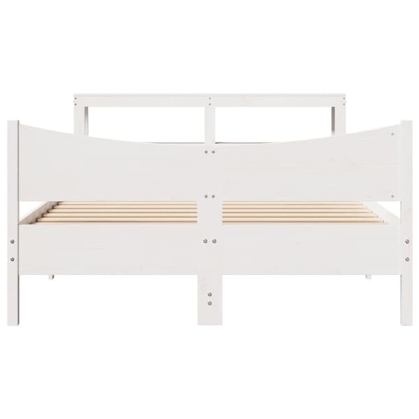 vidaXL sengeramme med sengegavl 160x200 cm massivt fyrretræ hvid