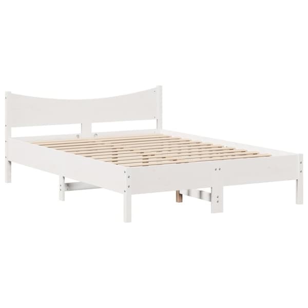vidaXL sengeramme med sengegavl 160x200 cm massivt fyrretræ hvid