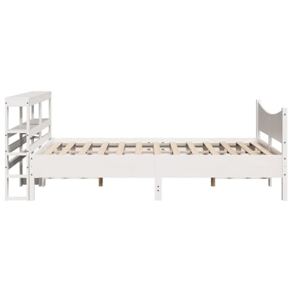 vidaXL sengeramme med sengegavl 160x200 cm massivt fyrretræ hvid
