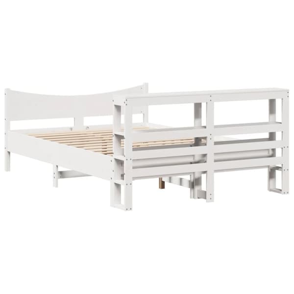vidaXL sengeramme med sengegavl 160x200 cm massivt fyrretræ hvid