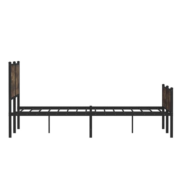 vidaXL sengeramme med sengegavl og fodgærde 137x190 cm metal røget eg