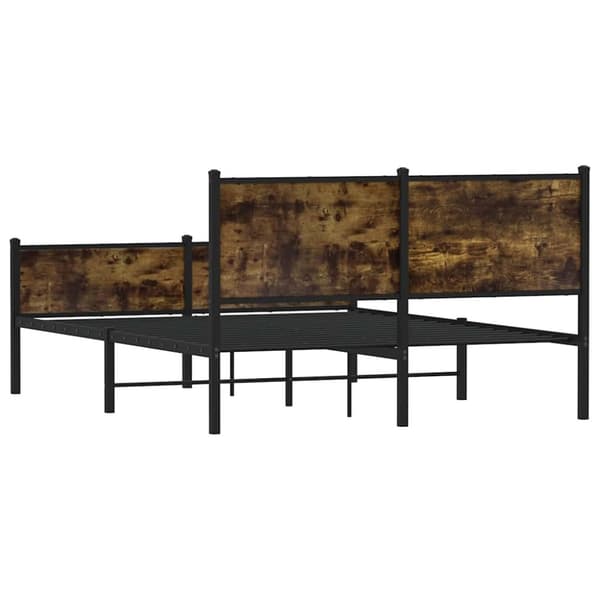 vidaXL sengeramme med sengegavl og fodgærde 137x190 cm metal røget eg