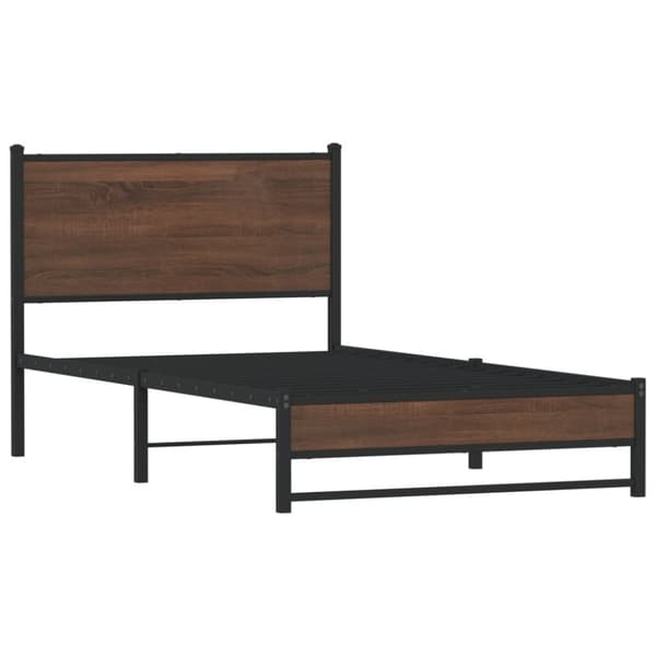 vidaXL Metallinen sängynrunko ilman patjaa ruskea tammi 100x190 cm