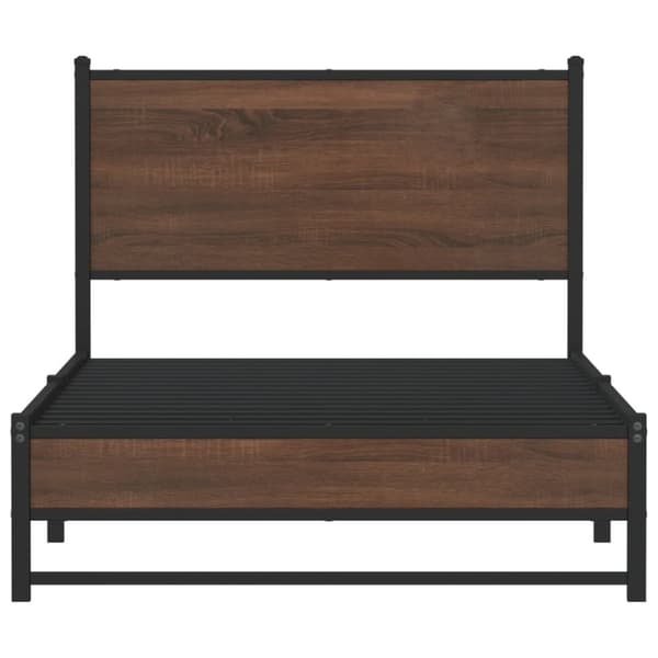 vidaXL Metallinen sängynrunko ilman patjaa ruskea tammi 100x190 cm