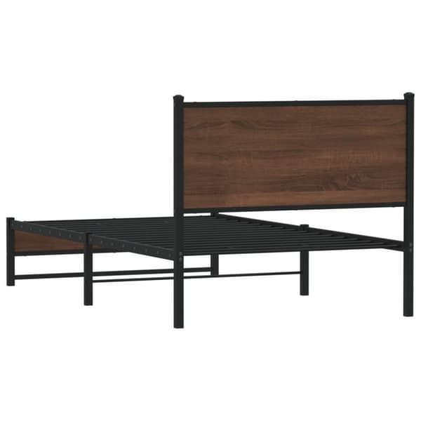 vidaXL Metallinen sängynrunko ilman patjaa ruskea tammi 100x190 cm