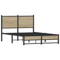 Miniatyrbilde 1 av 11: vidaXL Sengeramme i metall uten madrass sonoma eik 120x190 cm