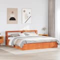 Miniatyrbilde 4 av 11: vidaXL Sengeramme med hodegavl voksbrun 180x200 cm heltre furu