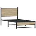 Miniatyrbilde 3 av 11: vidaXL Sengeramme i metall uten madrass sonoma eik 75x190 cm