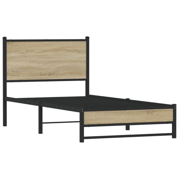 vidaXL Sengeramme i metall uten madrass sonoma eik 75x190 cm