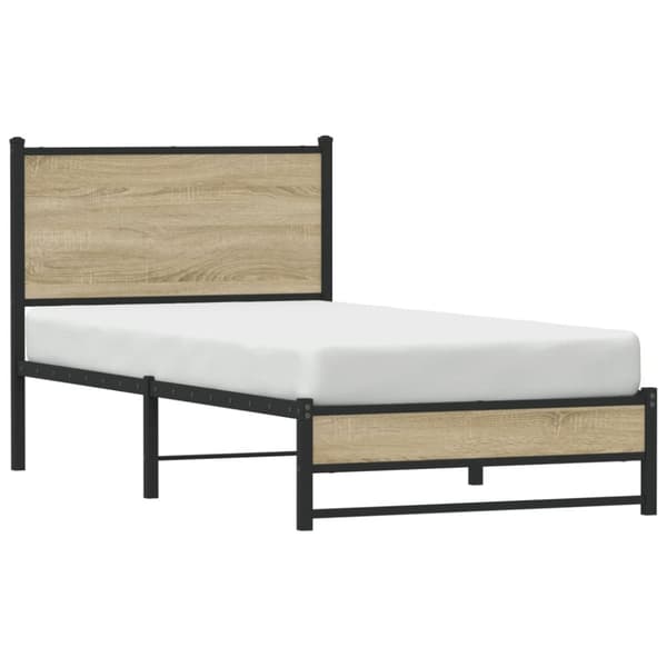vidaXL Sengeramme i metall uten madrass sonoma eik 75x190 cm