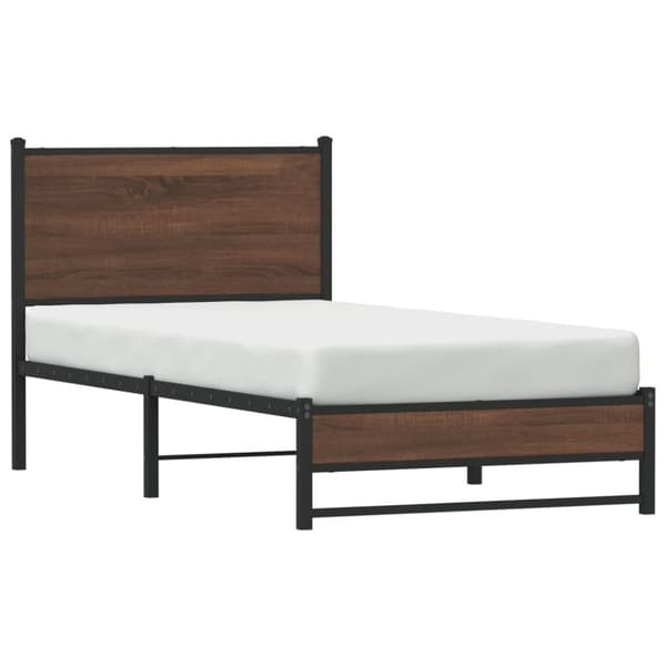 vidaXL Sengeramme i metall uten madrass brun eik 75x190 cm