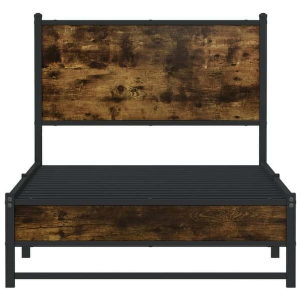 vidaXL Sängram utan madrass metall rökfärgad ek 90x200 cm