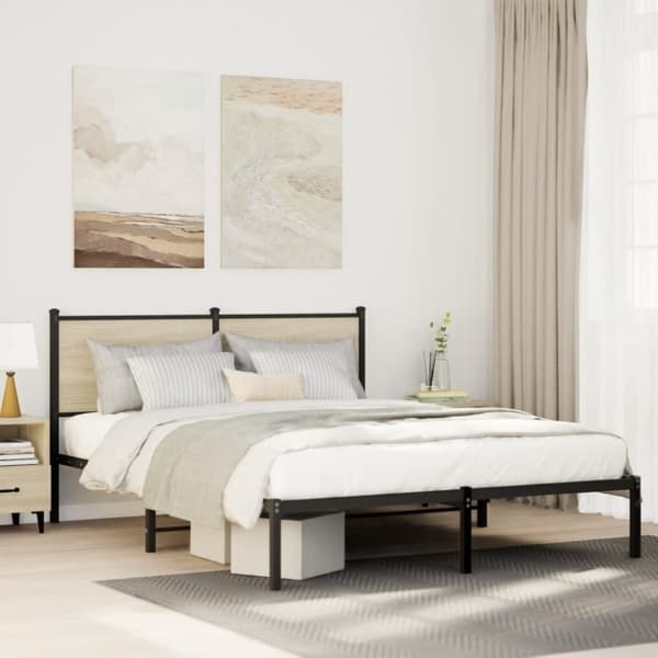 vidaXL Sengeramme i metall uten madrass sonoma eik 150x200 cm
