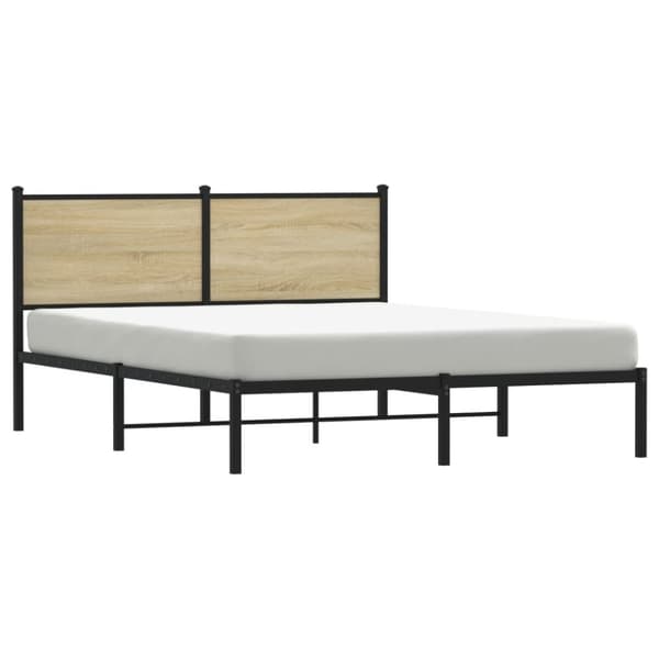 vidaXL Sängram utan madrass metall sonoma-ek 140x190 cm