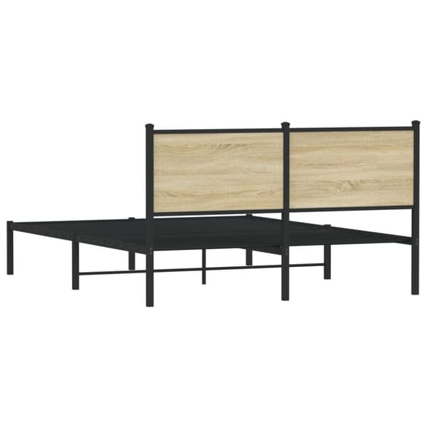 vidaXL Sängram utan madrass metall sonoma-ek 140x190 cm