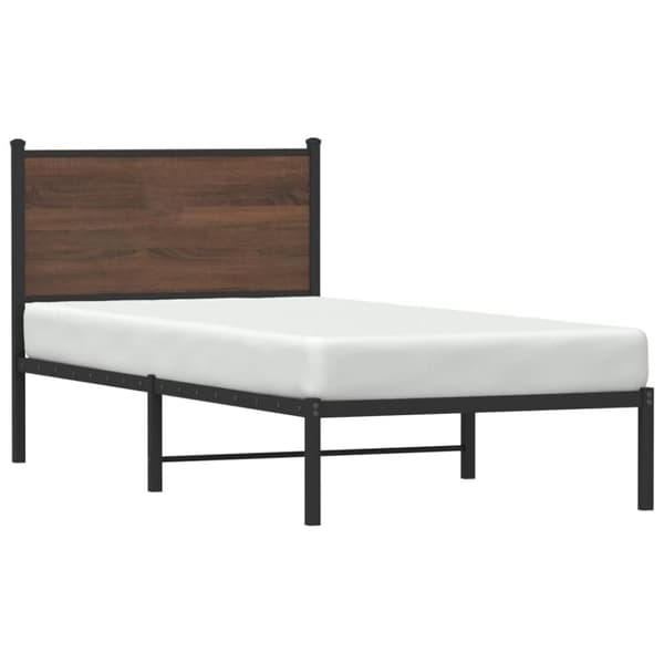 vidaXL Sengeramme i metall uten madrass brun eik 90x200 cm