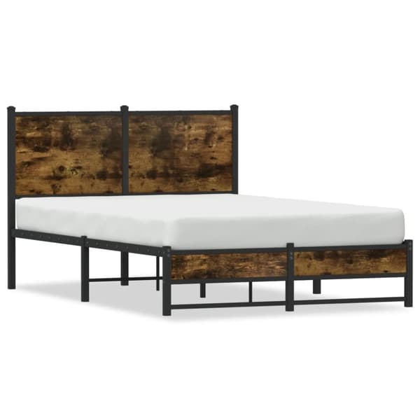 vidaXL sengeramme uden madras 120x190 cm metal røget egetræsfarve