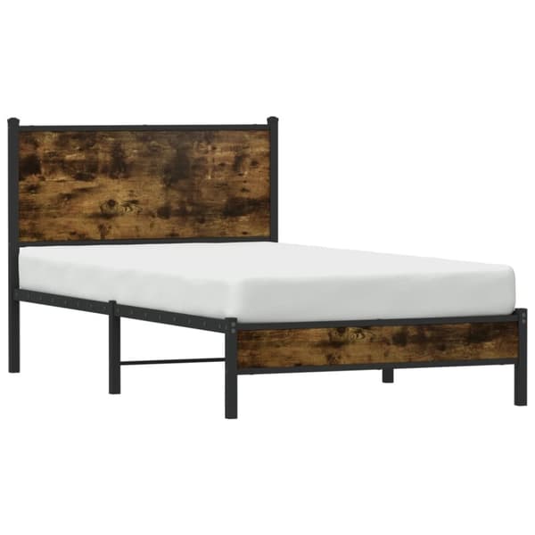 vidaXL Metallinen sängynrunko ilman patjaa savutammi 100x190 cm
