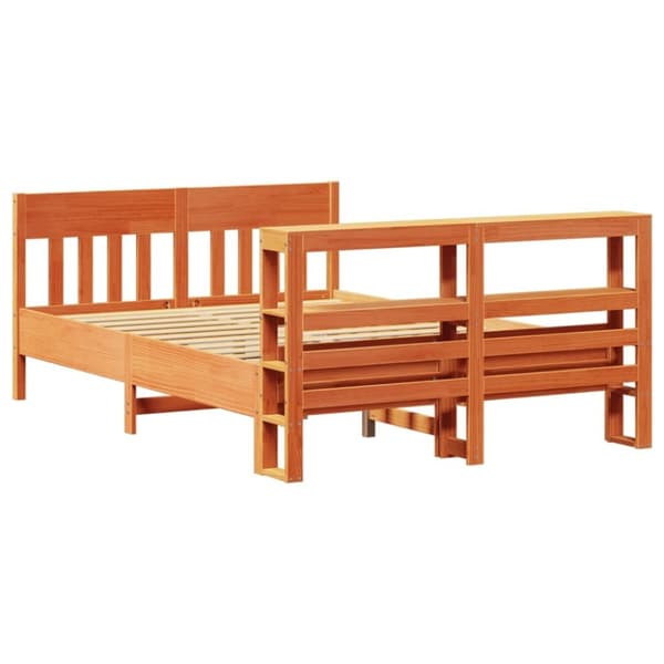 vidaXL sengeramme uden madras 135x190 cm massivt fyrretræ brun