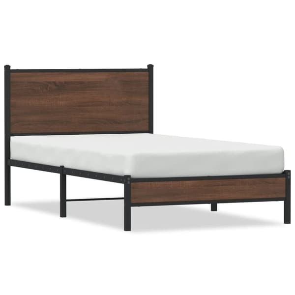 vidaXL sengeramme 100x200 cm uden madras metal brun egetræsfarve