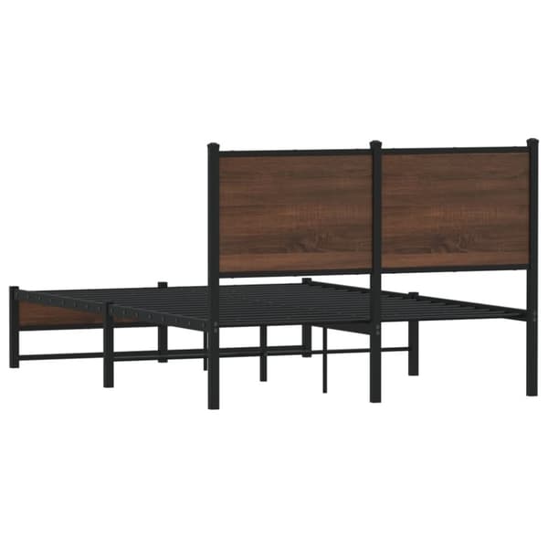 vidaXL Metallinen sängynrunko ilman patjaa ruskea tammi 120x190 cm