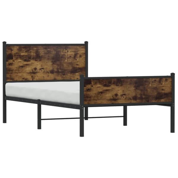vidaXL sengeramme uden madras 100x200 cm metal røget egetræsfarve