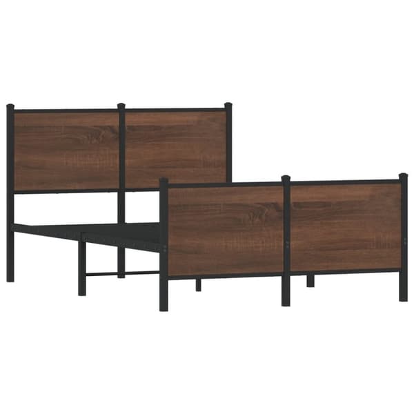 vidaXL Metallinen sängynrunko ilman patjaa ruskea tammi 120x190 cm
