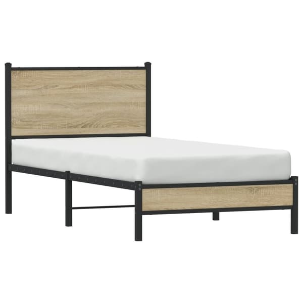 vidaXL Sängram utan madrass metall sonoma-ek 90x190 cm
