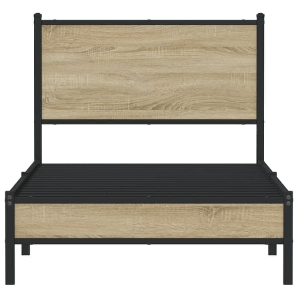 vidaXL Sängram utan madrass metall sonoma-ek 90x190 cm