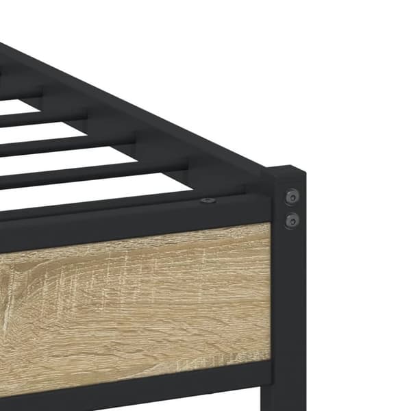 vidaXL Sängram utan madrass metall sonoma-ek 90x190 cm
