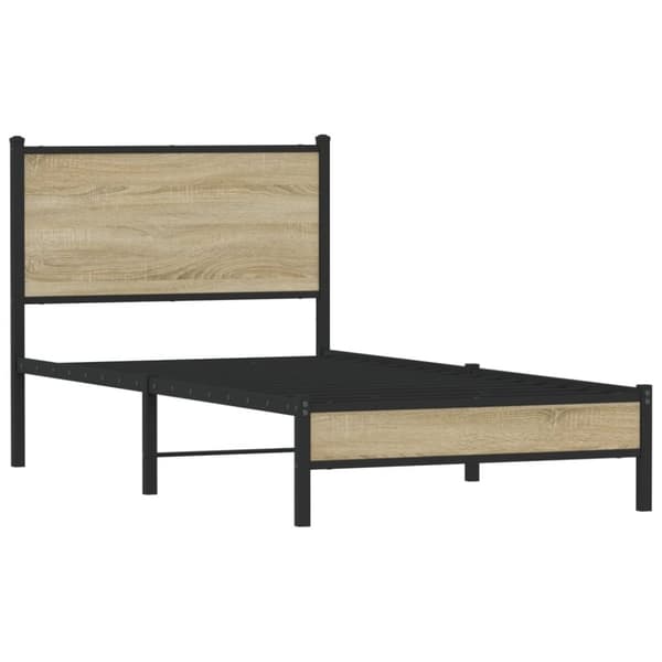 vidaXL Sängram utan madrass metall sonoma-ek 90x190 cm