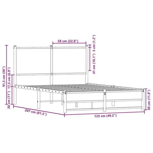 vidaXL Sengeramme i metall uten madrass sonoma eik 120x200 cm