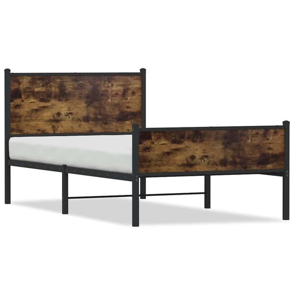 vidaXL Sengeramme i metall uten madrass røkt eik 107x203 cm