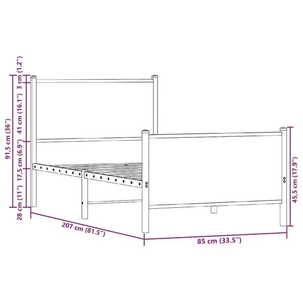 vidaXL Sengeramme i metall uten madrass brun eik 80x200 cm