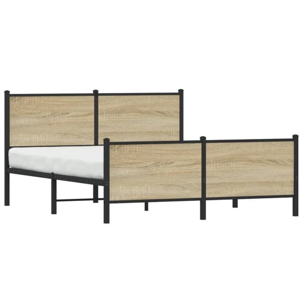 vidaXL Sengeramme i metall uten madrass sonoma eik 137x190 cm