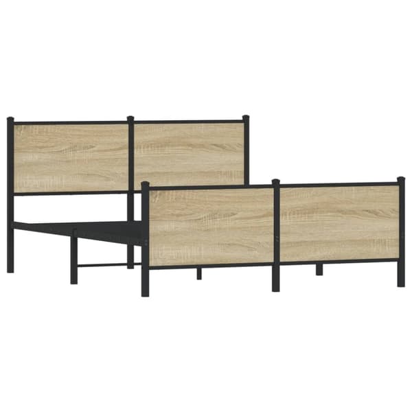 vidaXL Sengeramme i metall uten madrass sonoma eik 137x190 cm