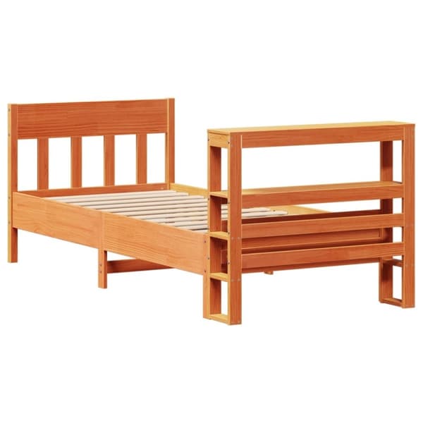 vidaXL Sengeramme uten madrass voksbrun 100x200 cm heltre furu