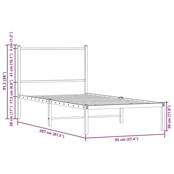 vidaXL Sengeramme i metall uten madrass sonoma eik 90x200 cm