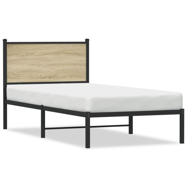 vidaXL Sengeramme i metall uten madrass sonoma eik 90x200 cm