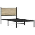 Miniatyrbilde 1 av 11: vidaXL Sengeramme i metall uten madrass sonoma eik 90x200 cm
