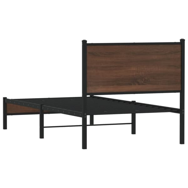 vidaXL Sengeramme i metall uten madrass brun eik 90x190 cm
