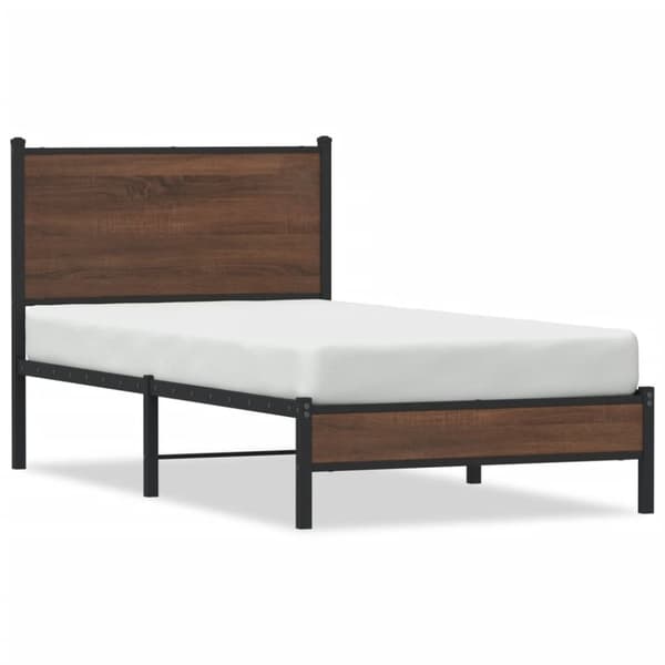 vidaXL Sengeramme i metall uten madrass brun eik 90x190 cm