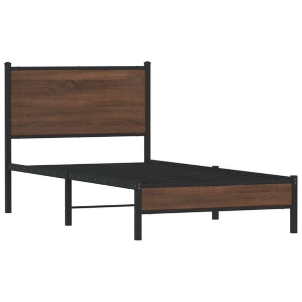 vidaXL Sengeramme i metall uten madrass brun eik 90x190 cm