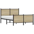 Miniatyrbilde 5 av 11: vidaXL Sengeramme i metall uten madrass sonoma eik 120x200 cm