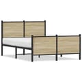Miniatyrbilde 2 av 11: vidaXL Sengeramme i metall uten madrass sonoma eik 120x200 cm