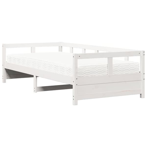 vidaXL Vuodesohva patjalla valkoinen 90x200 cm täysi mänty