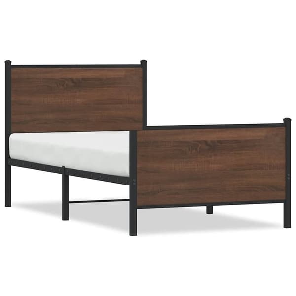 vidaXL Metallinen sängynrunko ilman patjaa ruskea tammi 80x200 cm