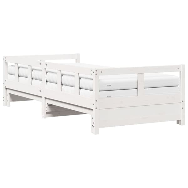 vidaXL daybed med udtræk og madrasser 80x200 cm massivt fyrretræ hvid