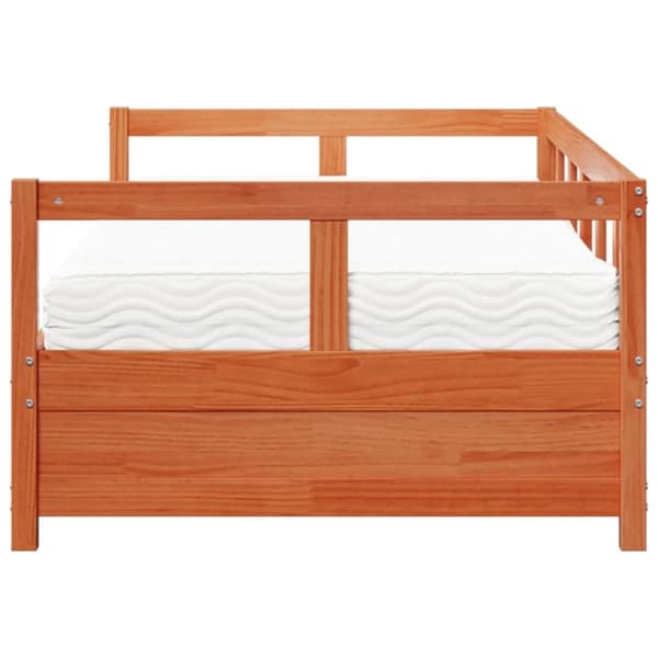 vidaXL daybed med madras 90x200 cm massivt fyrretræ gyldenbrun