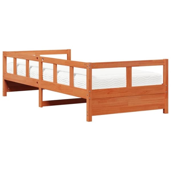 vidaXL daybed med madras 90x200 cm massivt fyrretræ gyldenbrun
